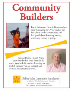 Flyer with picture and quote of local fisherman Dennis Gudmundson and retired Public Health nurse Joan Snyder