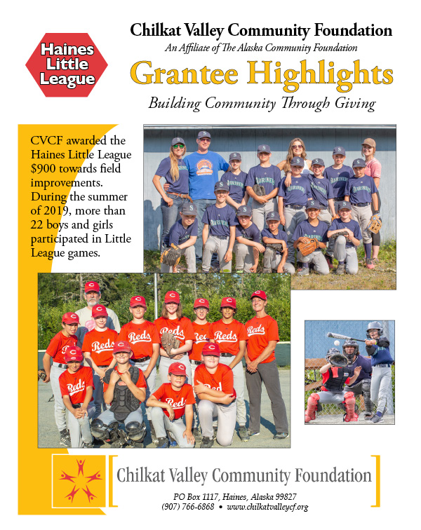 A flyer highlighting the Haines Little League with two team pictures and one shot of a batter hitting the ball. The text of the flyer is in the body of the post.